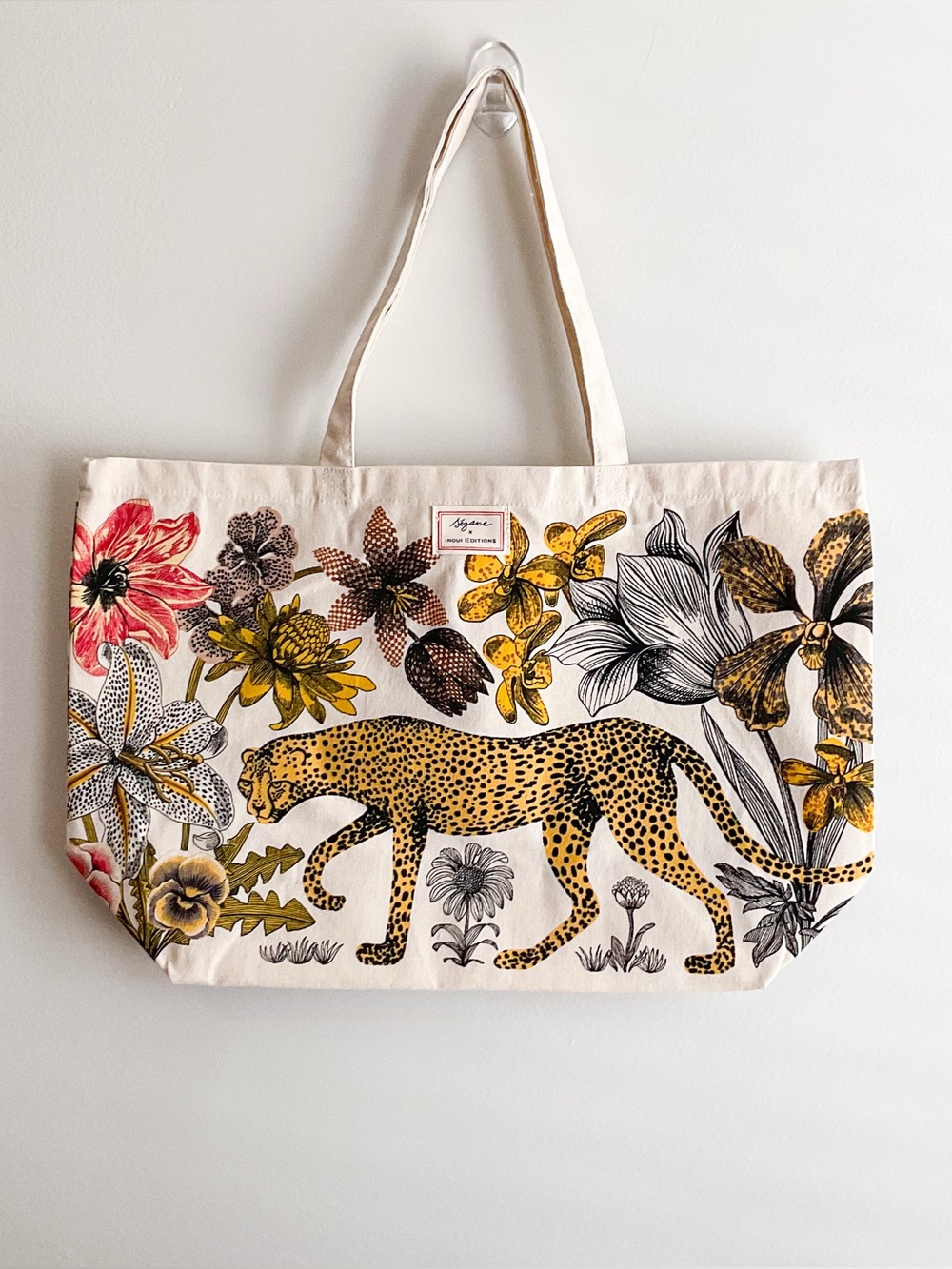 Sezane x Inoui Editions Shopper Tote Bag Leopard New Without Tag Cotton Canvas